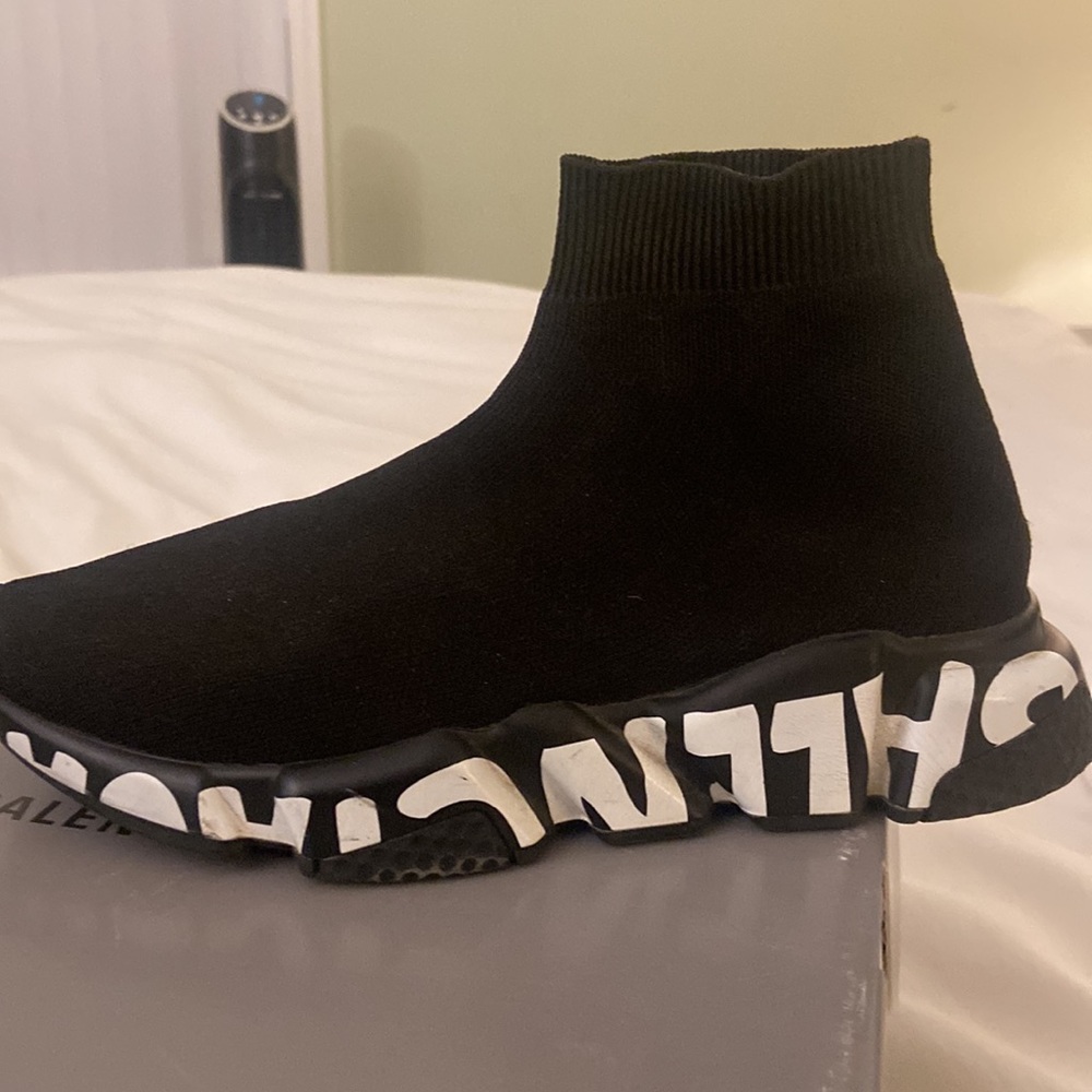 Balenciaga speed lt sneaker- graffiti black/black/white. Women’s size 38 - Picture 3 of 8